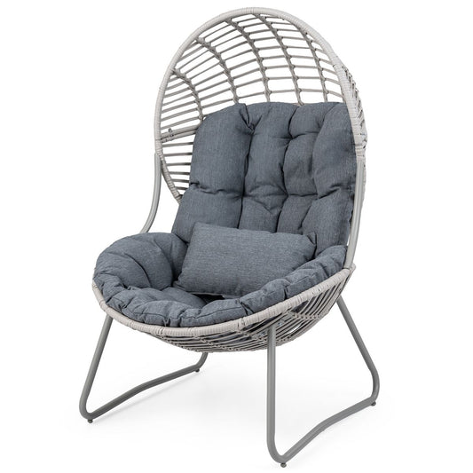 Coast Loungestoel van rattan - ei-vormig ontwerp - afneembare kussens - grijs