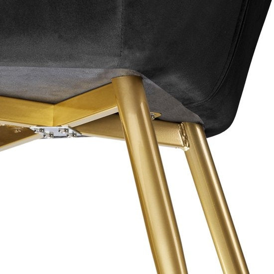 tectake® - Stoel - eetkamerstoel - Marilyn fluweellook goud zwart/goud - 403654