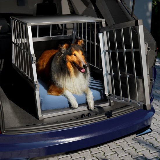 Juskys Aluminium Hondentransportbox L – 91 x 65 x 69 cm – Veilig - Comfortabel - Middelgrote Honden - Zwart