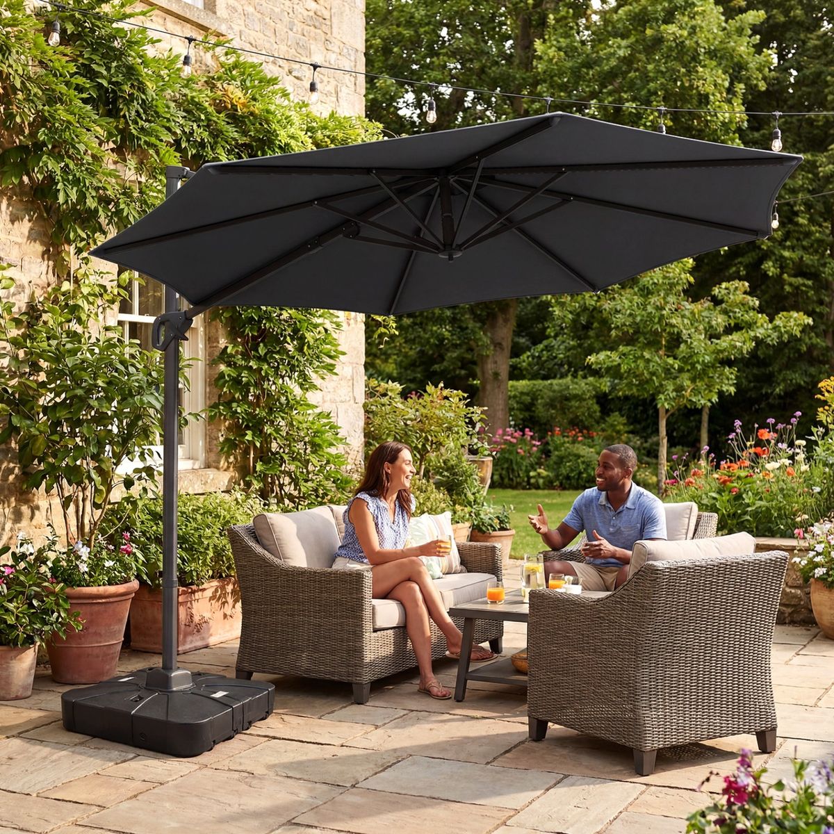 Coast parasol met voetpedaal - 360° draaibaar - kantelbaar in 6 standen - grijs Ø 300 cm