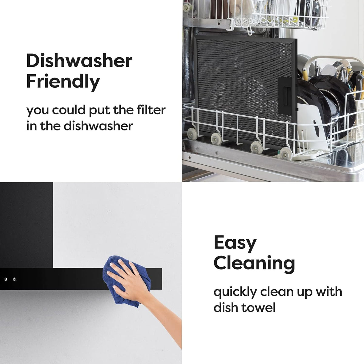 Ciarra CBCB9102 Afzuigkap 90 cm - 650 m³/h - 4 Snelheden met Booster - Wifi & Touch Control - Recirculatie - Zwart