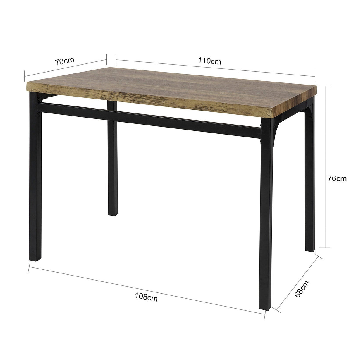 SoBuy Eetkamertafel - Industrieël - Max. 75 kg - 110 x 70 x 76 cm