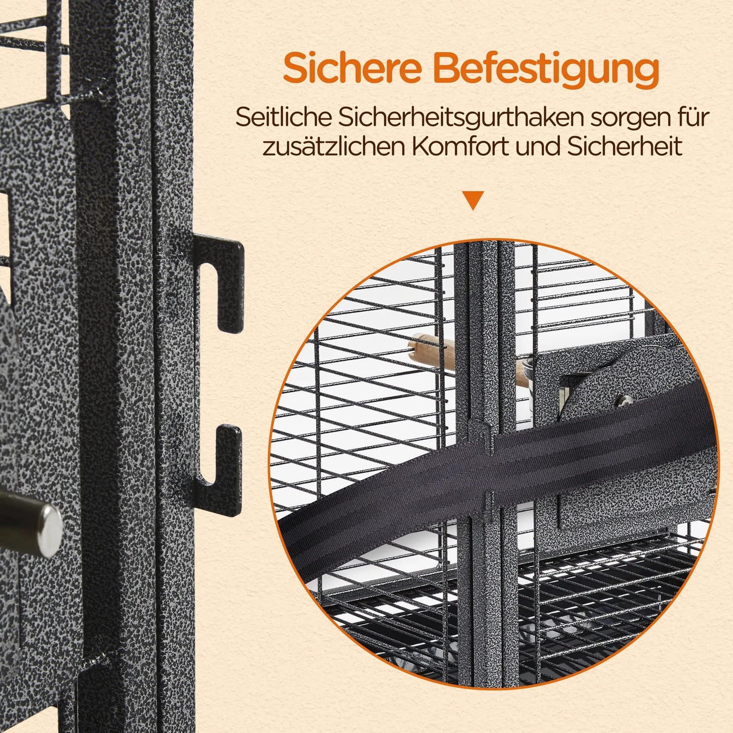 Yaheetech Vogelkooi Met Handgreep – Voorzien Van Houten Zitstokken En Waterafstotende Coating En Afsluitbare Deur – Voor Kanaries En Grasparkieten – Zwart Metaal Kunststof En Hout – 48,5 x 39 x 65 cm