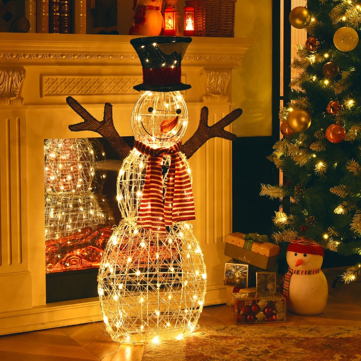 Coast Verlichte Sneeuwpop - 80 LED-lampjes - Inclusief grondpennen en kabelbinders - 66 x 14 x 110 cm