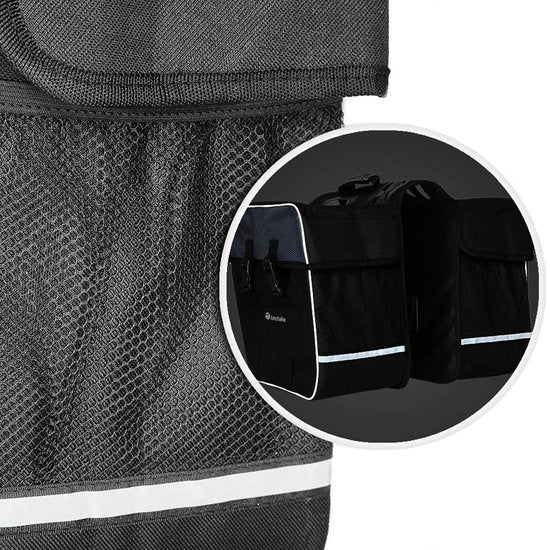 TecTake - Dubbele Fietstas - 35 l - Zwart/Grijs