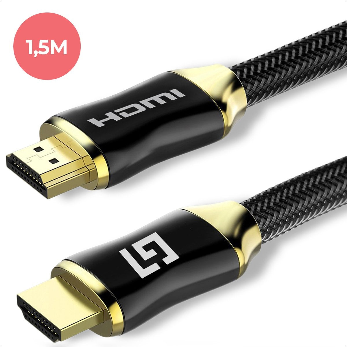 LifeGoods HDMI Kabel 2.0 Gold Plated - High Speed Cable - 18GBPS - Full HD 1080p - 3D - 4K (60 Hz)- Ethernet - Audio Return Channel - HDMI naar HDMI - Male to Male - Voor TV - DVD - Laptop - Tablet - PC - Beeldscherm - Beamer - 1.5 Meter