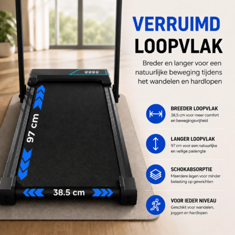 Sportfloww Elektrische Loopband - 1-12 km/u - 9% Helling - Inklapbaar - App & Afstandsbediening - Zwart