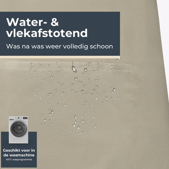 Keukenschort - Water- en vuilafstotend - Professioneel Kookschort - Schort voor Dames en Heren - Horeca Sloof - Unisex - Verstelbare Gesp - Extra Grote Vakken - Zandkleurig