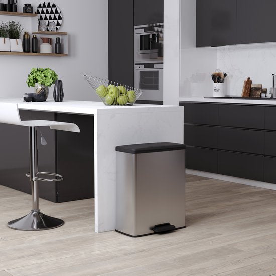 Curver Decobin Duo Prullenbak - 26L+26L - Rechthoekig - Zilver Metallic