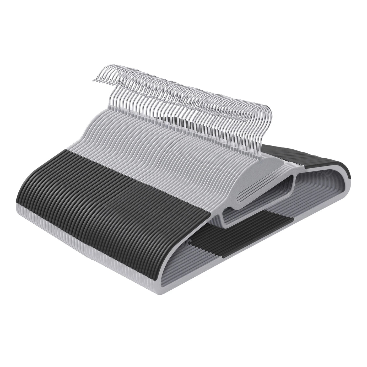 JOYFURNOS Kledinghangers 50-Pack Grijs - Ruimtebesparend S-Vorm - 360° Draaibaar - 41,5 x 22,5 cm