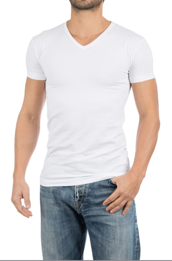 Alan Red - S - Oklahoma T-shirts - 4-pack - V-hals stretch - Wit