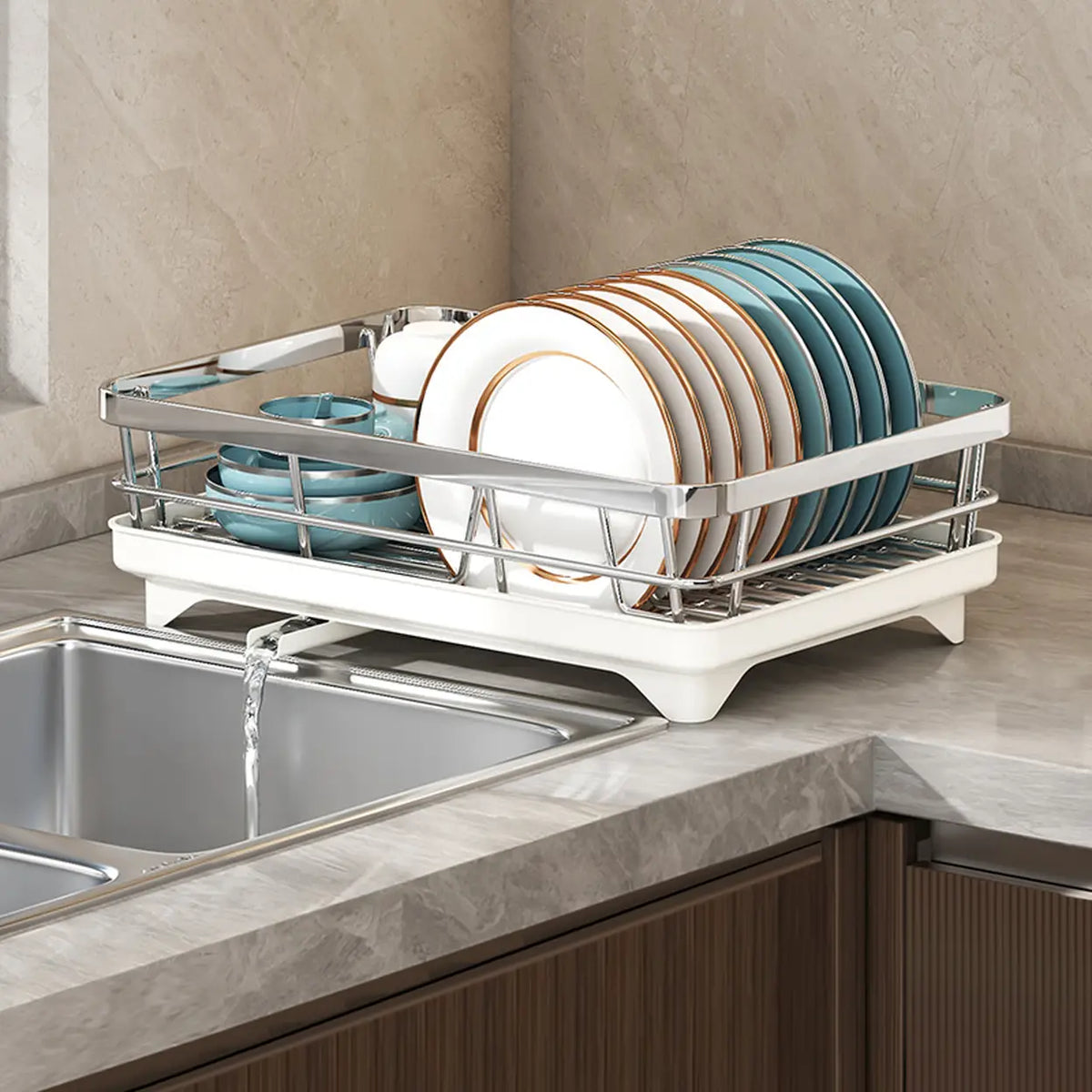 Maxcook Afdruiprek met Lekbak - RVS - 42 x 29 x 12,7 cm