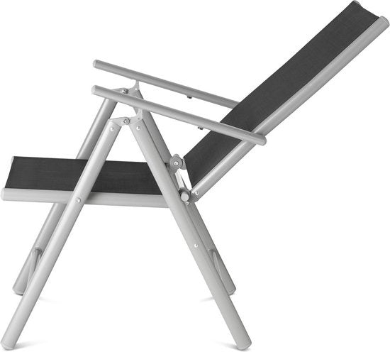 909 Outdoor - Tuinstoelen - Set van 2 - Verstelbare Rugleuning - Inklapbaar - Zitstoelen - Aluminium en Textileen - 69 x 56 x 106 cm