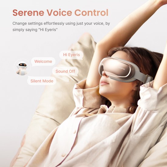 RENPHO Eyeris 3 Oogmassager - Voor rondom ogen en slapen - Warmtefunctie en verkoelende optie - Met voice control en bluetooth - Verschillende intensiteiten - Rose goud