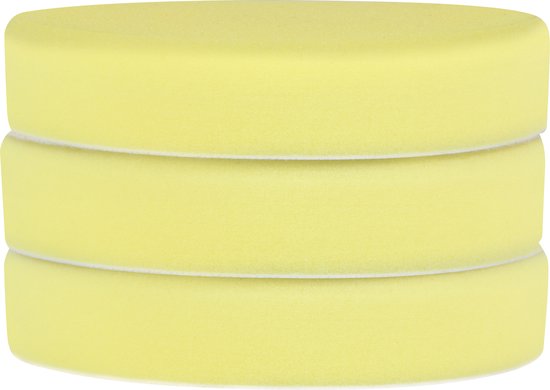 VONROC Polijstschijven/Polijst pads schuim voor polijstmachines – 125mm, 3 stuks - Geel