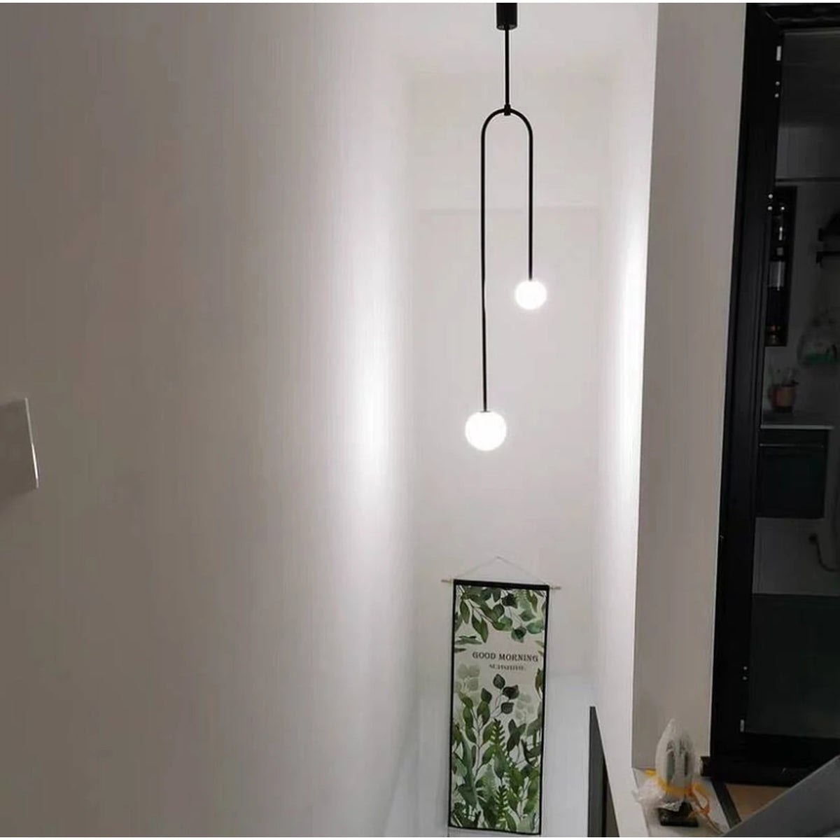 Homary Moderne Pendellamp Zwart met Glaskogel - 2-Lichts U-Vormig