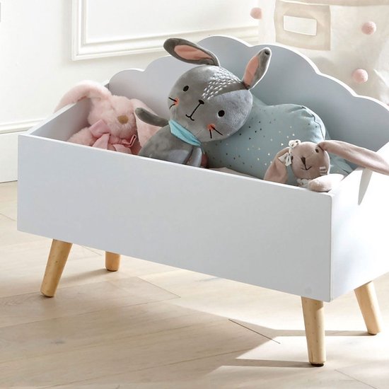 Sphera Houten Speelgoedkist - wit - 58x28x45 cm