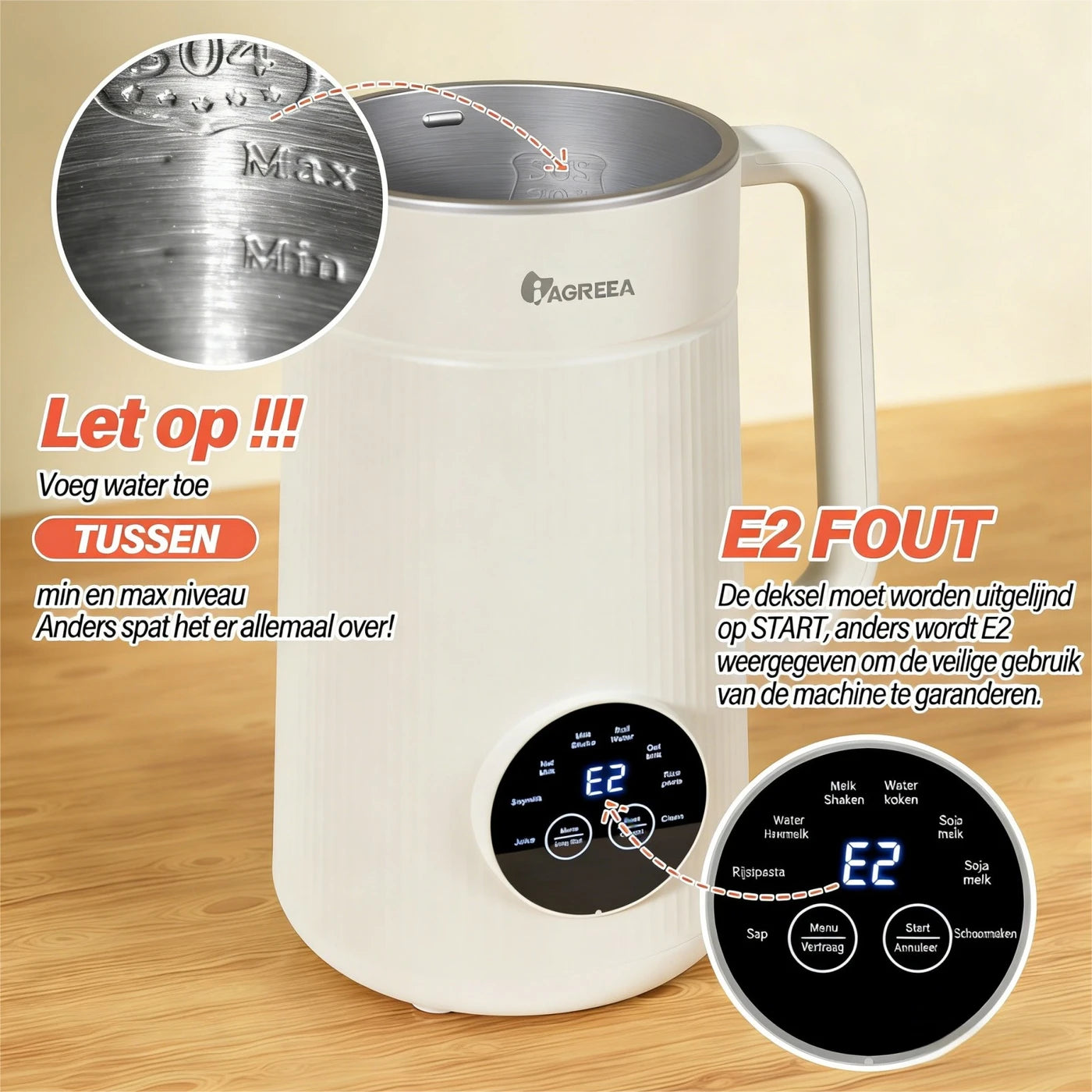 Iagreea Notenmelkmaker 8-in-1 1000ml - Soja & Havermelkmaker met Verwarmingsfunctie - Wit