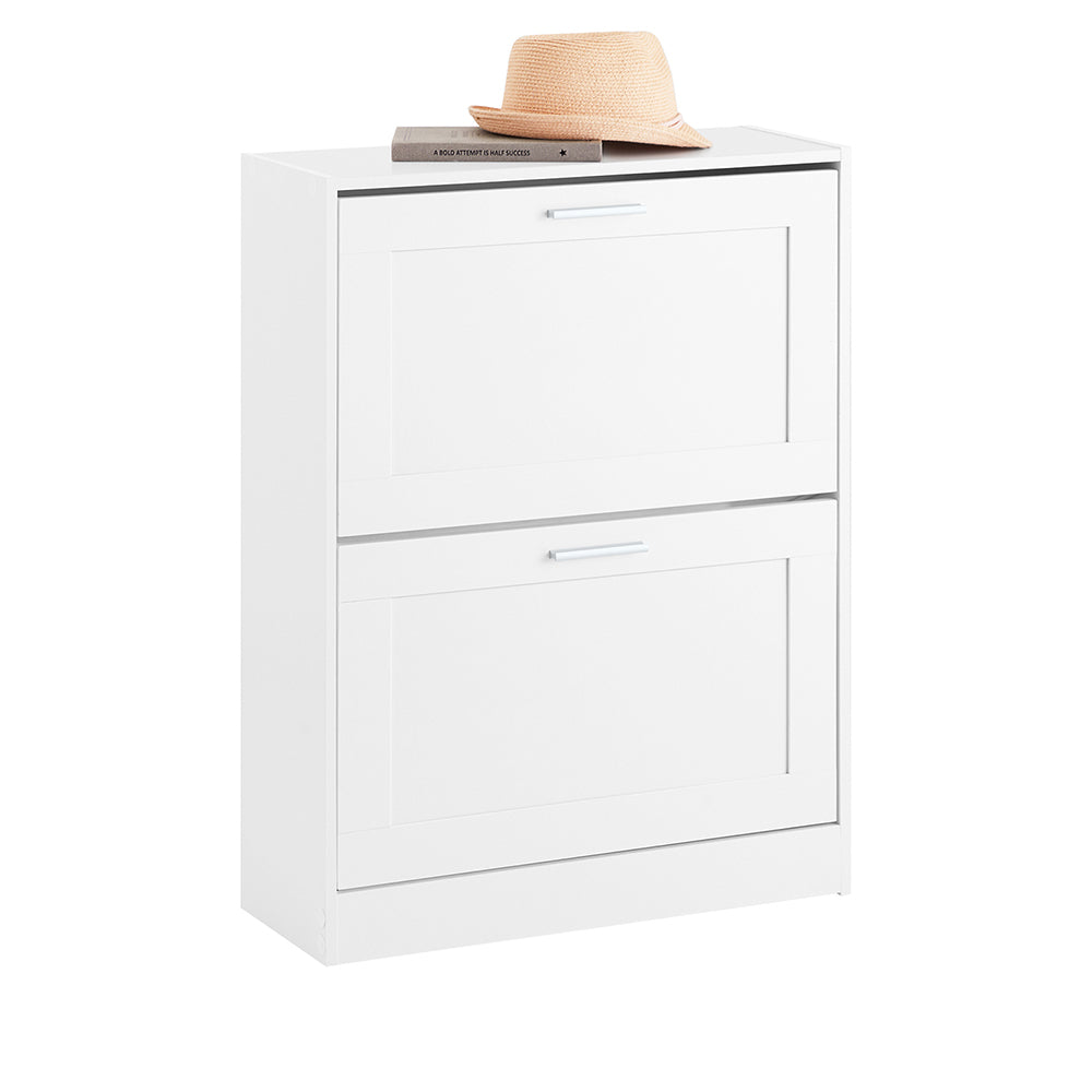 SoBuy FSR137-W Moderne Witte Schoenenkast met 2 Kleppen | Compact 60x25x80 cm