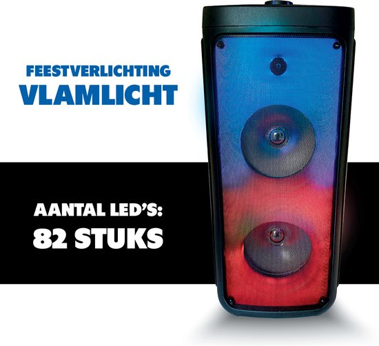 Bluetooth Speaker met Microfoon - Partybox met Sfeerverlichting - Muziek Box en Karaoke Set - Party Speaker met Bluetooth, Aux en USB Ingangen - Makkelijk te Verplaatsen met Handvat - Zwart