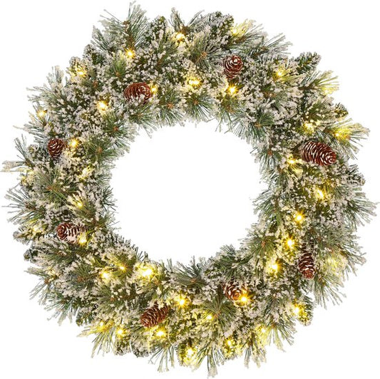 Black Box Trees Vandans Kerstkrans met LED Verlichting - Ø60 cm - Groen Frosted