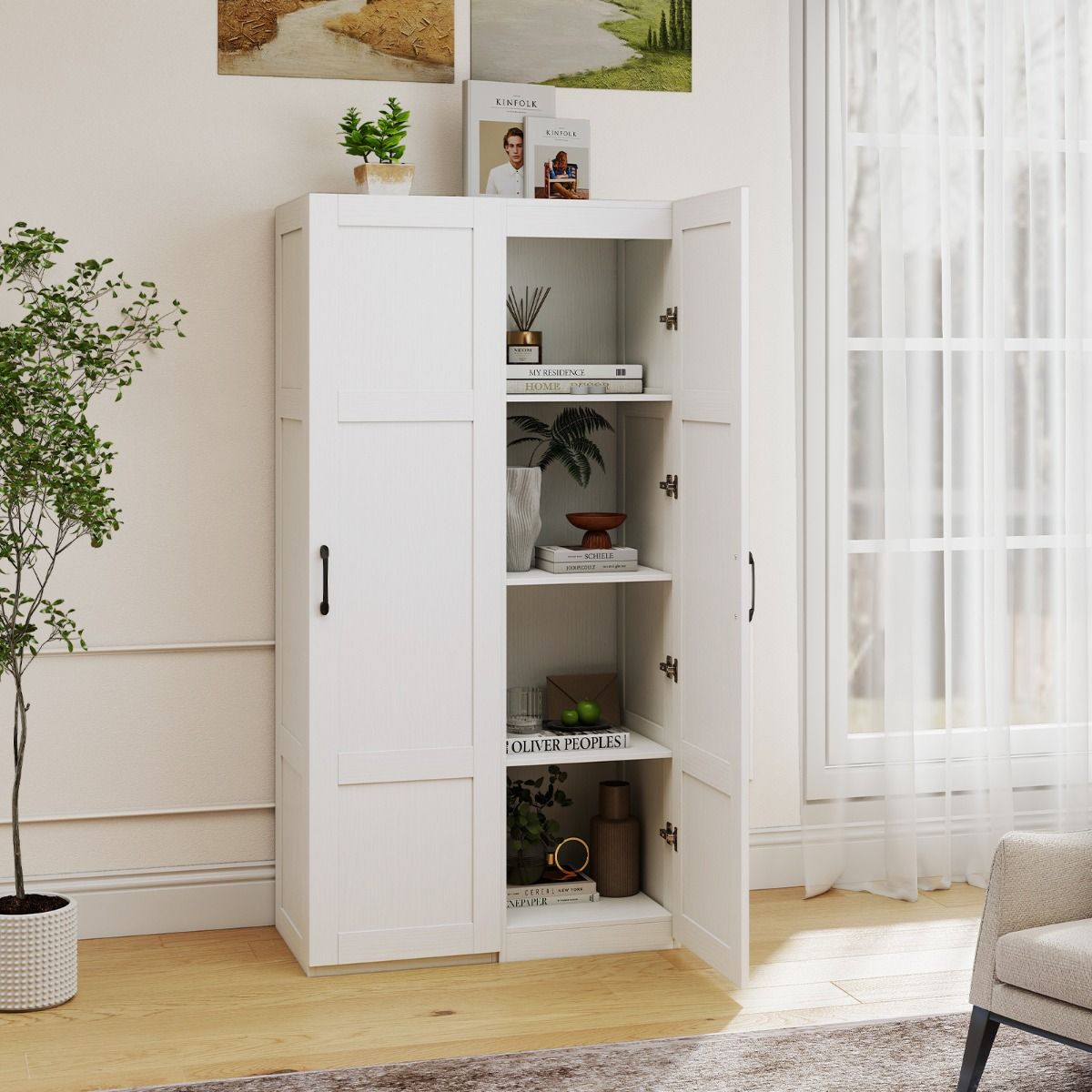 Coast Opbergkast - vrijstaand - 4-laags - wit - 150 cm hoog