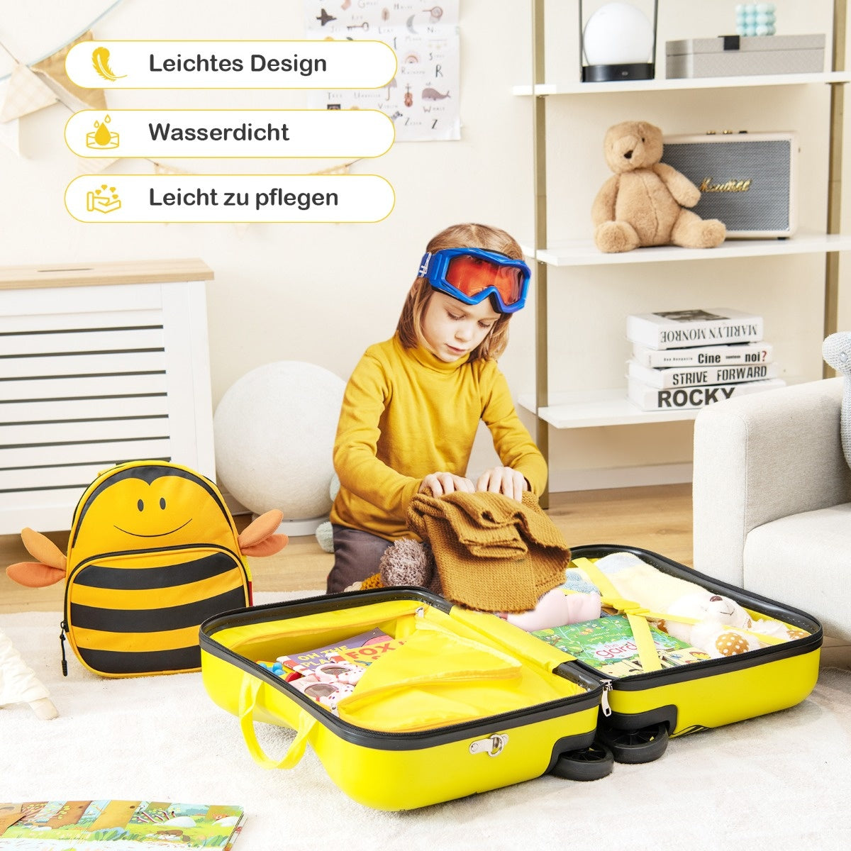 Coast 2 -PCS Kindofer + Backpack 47 cm lange rit -up case en 30 cm breed rugzak geel