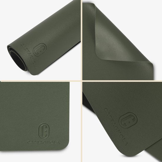 Castagnola Lederlook Placemats - Antislip Placemat van Kunstleer - Waterafstotende Onderlegger - Onderzetter - 6 Stuks - 45 x 30 cm - Groen