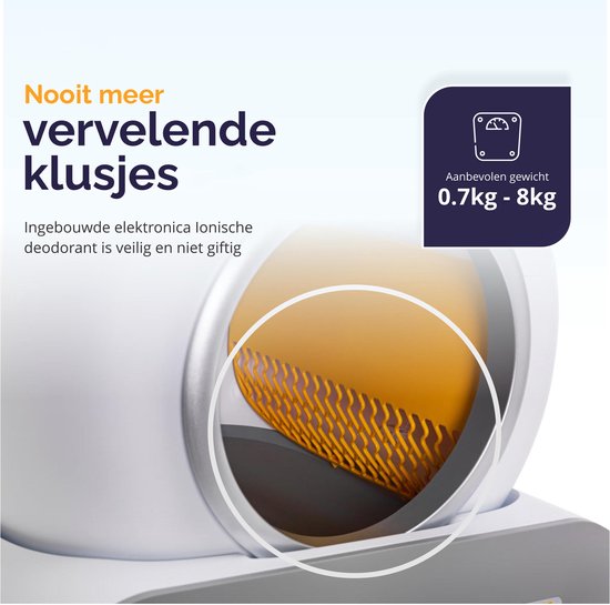 Viervoeter Automatische Kattenbak – Zelfreinigend – Bedienen via App – incl matje en 3 rollen opvangzakjes - 65L