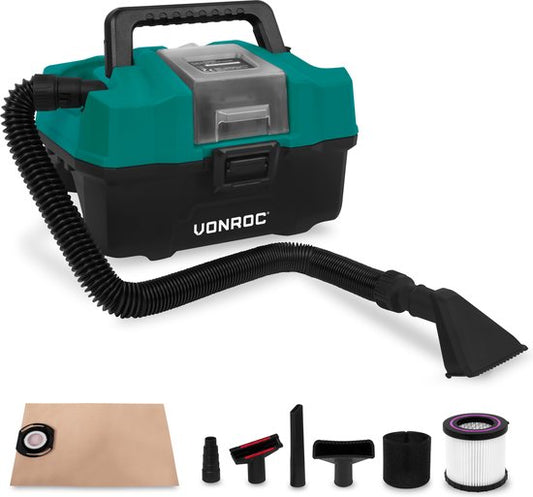 VONROC Compacte alleszuiger / stofzuiger - 20V - Incl. Diverse accessoires – Zonder accu & lader