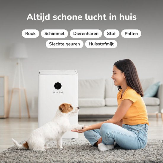 Bloomfold Luchtontvochtiger en Luchtreiniger - 25L per Dag - Incl. Was-droog Functie - Geschikt voor Woonkamer, Slaapkamer, Kelder & Badkamer