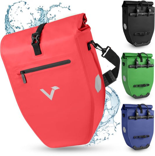 Valkental - ValkBasic 28L - Rood - Grote en waterdichte bagagedragertas - fietstas voor bagagedrager met reflectoren