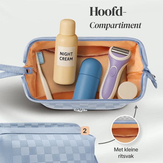 SC Travel Essentials - Toilettas en Make-up Organizer - Waterdicht en Compact - Geschikt voor Reis en Dagelijks Gebruik - Unisex - Lichtblauw