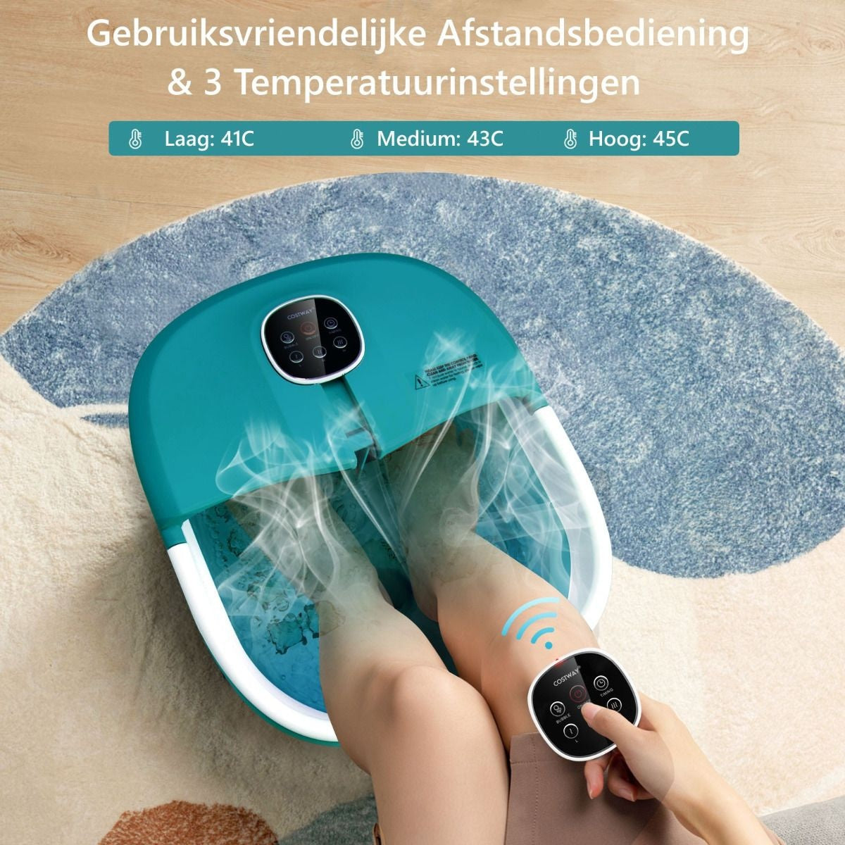 Coast Masssage voetenbad - Opvouwbaar - Elektrisch - 500W - tot 45°C - Met afstandsbediening
