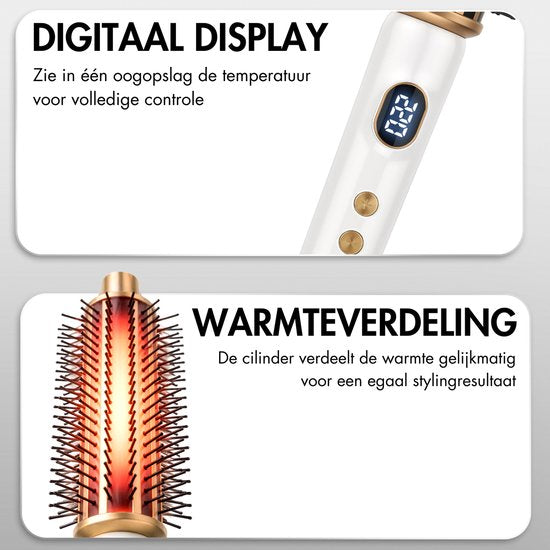 Sansbeauté® Blowout 3-in-1 Thermal Brush 38 mm - Keramische Warmteborstel - Multistyler - Airstyler - Krulborstel - Haarborstel - Stijlborstel - Warmteborstel - Volume en Krullen - Roterende Kabel