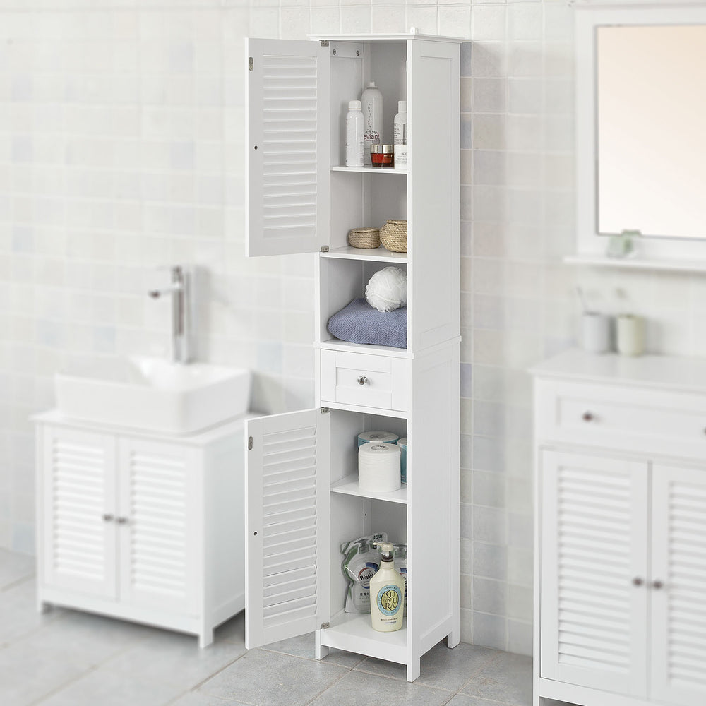 SoBuy FRG236-DG Hoge Badkamerkast - Met Lades - Zwart - Hout - 32x30x170cm