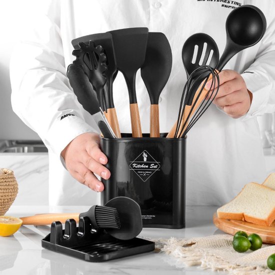 VAIVE Kookgerei set 13-delig met Houder - Keukengerei Set - Garde - Spatel Silicone