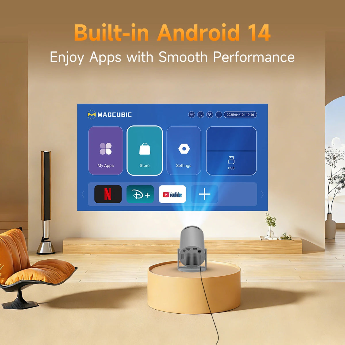 Magcubic HY300 Pro Mini Beamer met WiFi 6 en Bluetooth 5.4 - Android 14 - 290 ANSI - Grijs