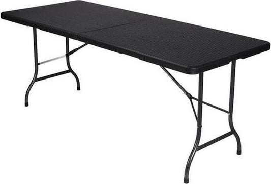 Perel Klaptafel, inklapbaar, weerbestendig, handgreep, rotanlook, maximaal 100 kg, zwart