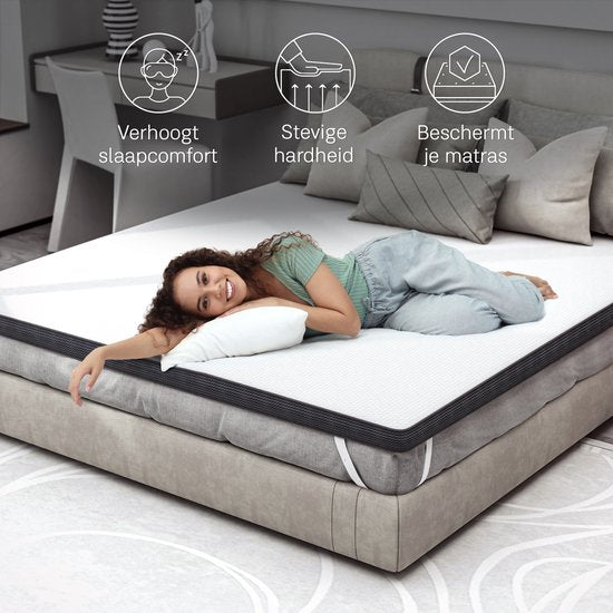 CozySense® Topper 120x200 - Topmatras - Topdekmatras - Traagschuim met Verkoelende Gel - CertiPUR® - Stevige Hardheid - 8 CM - Wasbare Hoes