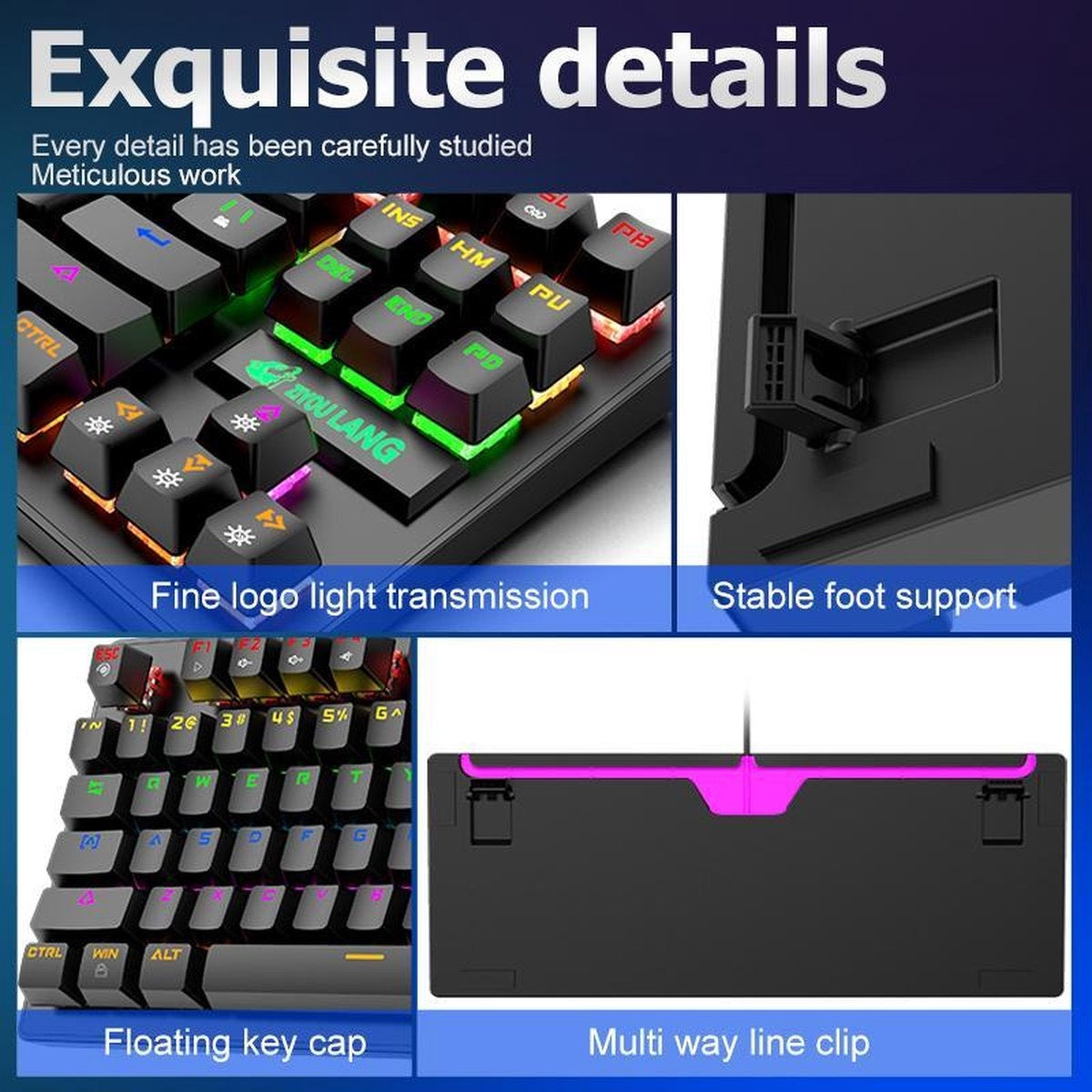 ZIYOULANG K2 RGB mechanisch 87keys TKL gaming toetsenbord - Windows/Mac game toetsenbord - blue switch - Mechanical Keyboard - anti-ghosting game toetsenborden - Zwart