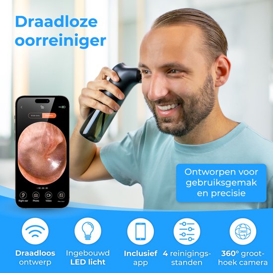 Nuvance Elektrische Oorreiniger - Oorsmeer Verwijderaar - Oorspuit - 9 Oordopjes - Oor Uitspuiten - Oorreiniging - Earcleaner
