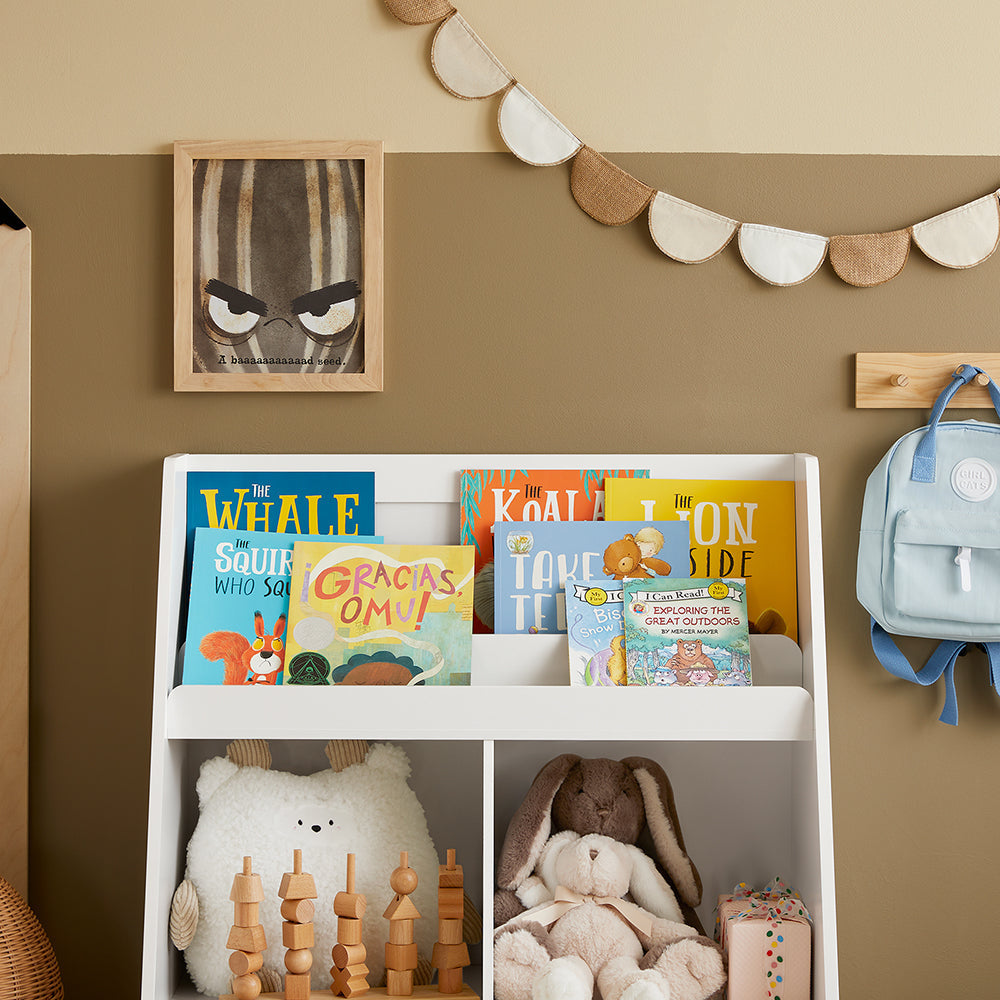 SoBuy Kinderboekenkast met opbergvakken - Max. 60 kg - 80 x 40 x 100 cm - Wit