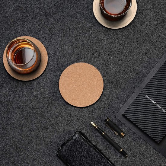 Castagnola Onderzetters - Kurk Onderzetters voor Glazen - Glasonderzetters met Houder - Coasters - Absorberend en Hittebestendig - 10 Stuks