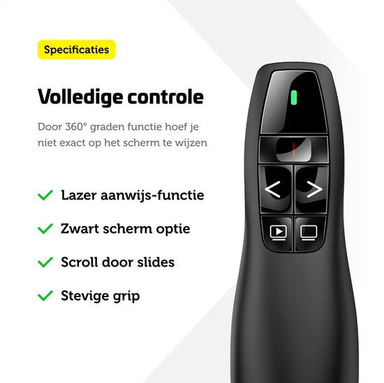 Garpex® Draadloze Presenter - Presentatie klikker - Wireless Presenter - Powerpoint afstandsbediening - Laser Pointer - Draadloos