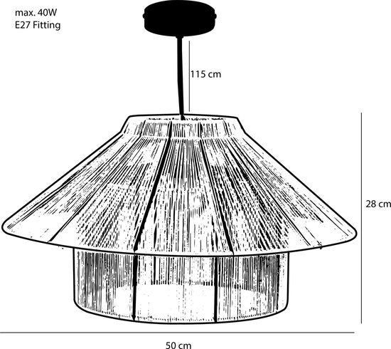 Mica Decorations Elsa Hanglamp - H28 x Ø50 cm - Jute - Lichtbruin