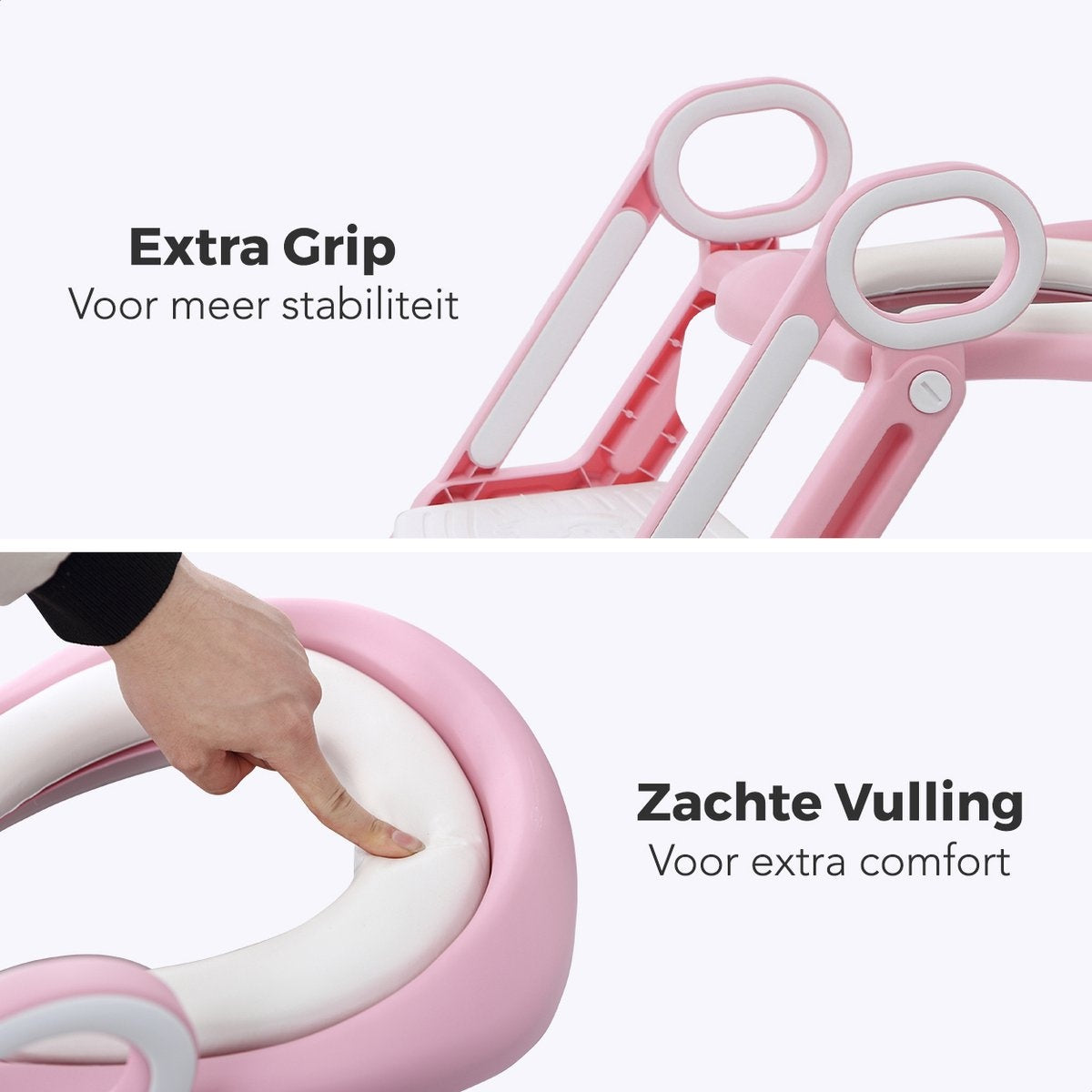 LifeGoods WC Verkleiner met Trapje - Toilettrainer met Opstapje - Potje peuter - 2 tot 7 Jaar - Roze/Wit