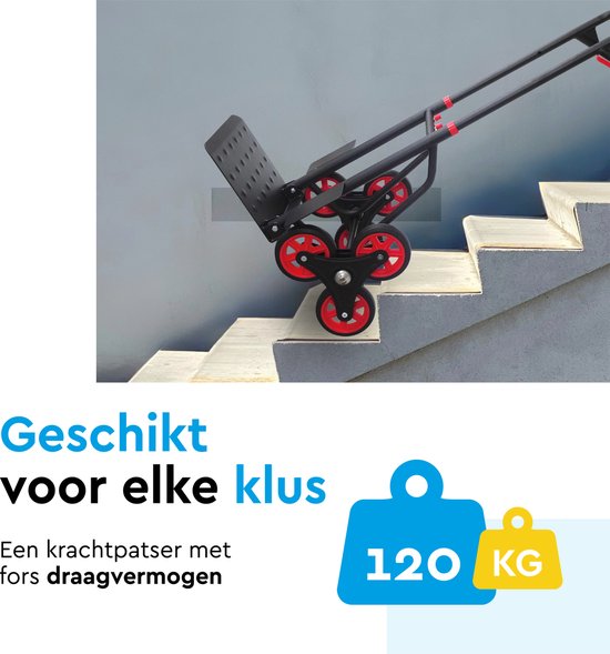BRASQ Steekwagen Trap - Staal - 120KG Draagvermogen - Transportkar - Transporthulp - Opvouwbaar - Trapsteekwagen