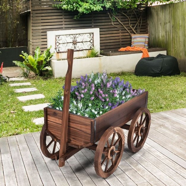 Coast Plantenbak kar - Bloemenkar op Wielen - 120 x 43 x 53,5 cm - Bruin
