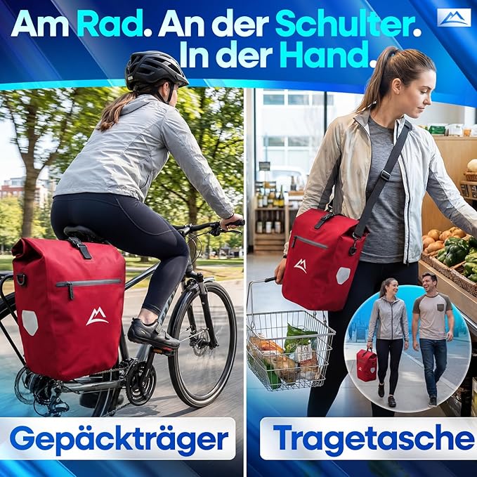 Nextcover Fietstas - 28L - TPU - Rolsluiting - Bagagedrager - Rood